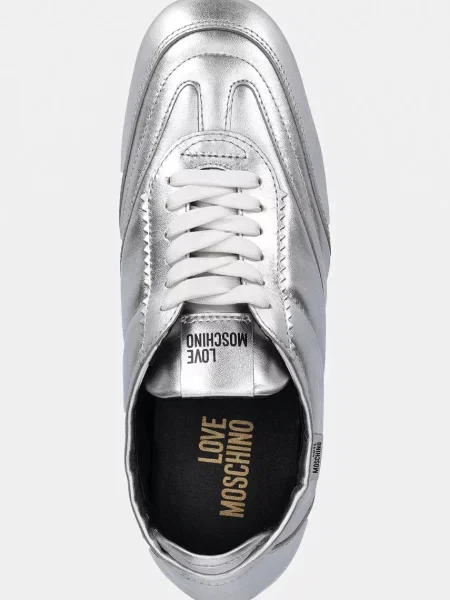 Кожаные кроссовки Love Moschino серебряные