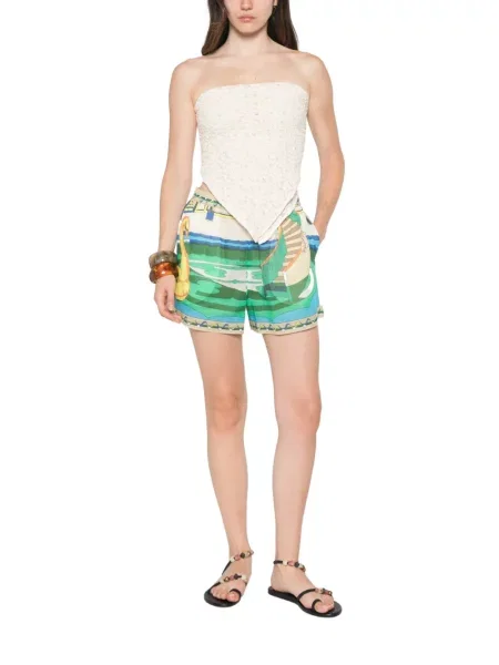 Pantaloni scurți Tory Burch cu imagine albastru