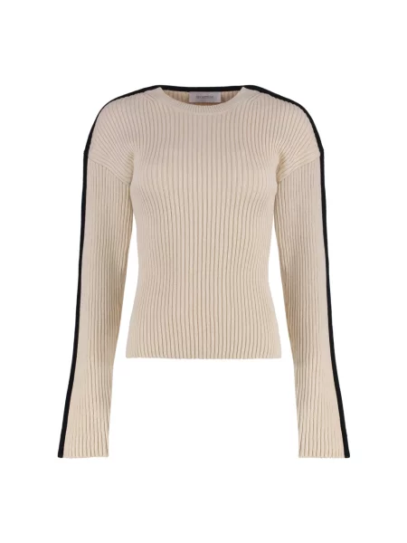 Sweter Sportmax żakardowy z kołnierzem beżowy
