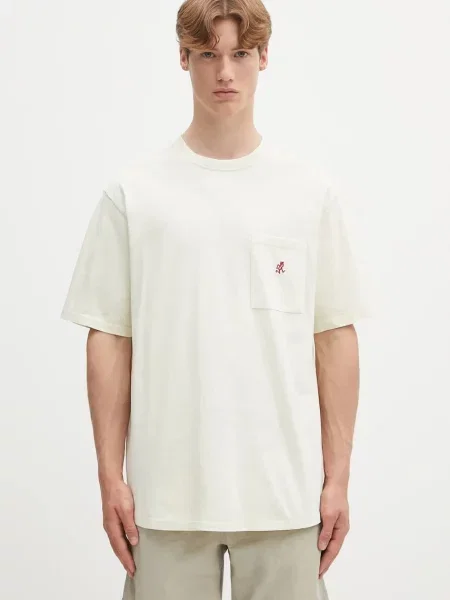 Футболка Gramicci One Point Tee Pigment Dyed з аплікацією бежевий