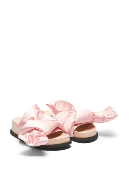 Sandale N°21 cu funde din satin cu platformă roz