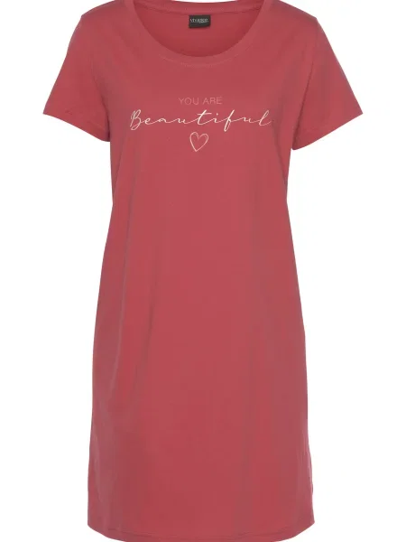 VIVANCE Spalna srajca rdeča bela