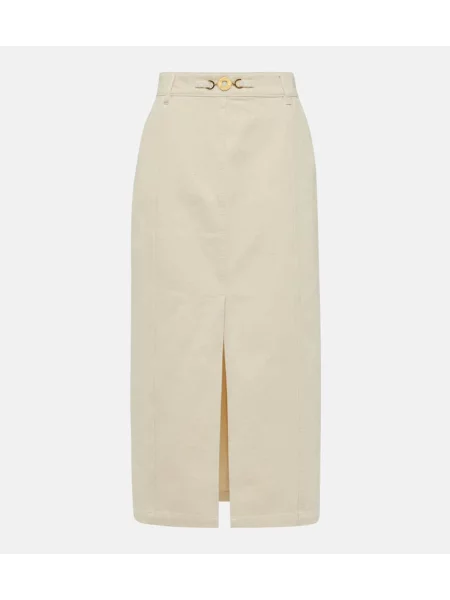 Maksi spódnica jeansowa Patou z wysoką talią biała