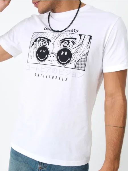 Sinsay Koszulka z nadrukiem SmileyWorld® biały