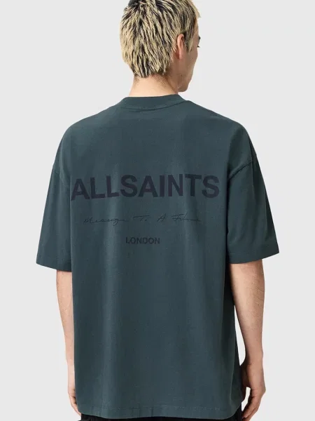 Тениска AllSaints FUTURE с принт сиво