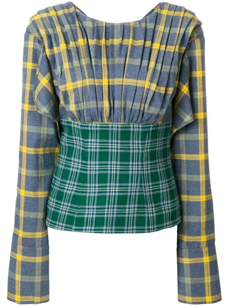 Top Natasha Zinko în carouri albastru