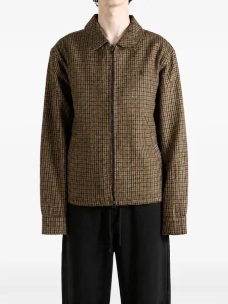 Sweter Polo Ralph Lauren w kratę tweedowy z kołnierzem brązowy