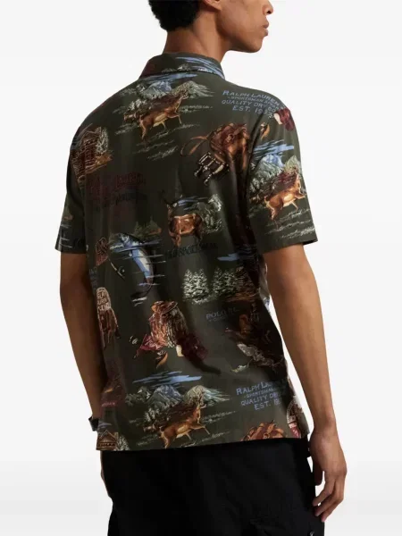 Kratak samt polo majica Polo Ralph Lauren s vezom crna