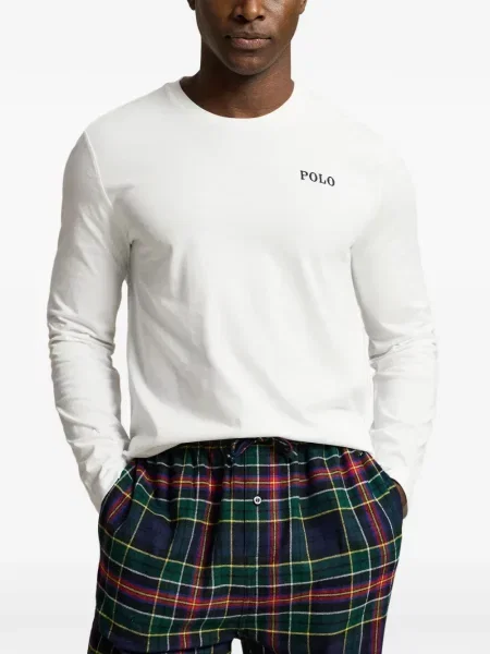 Καρό σλιπ σετ Polo Ralph Lauren με βολάν φανελένια πράσινο