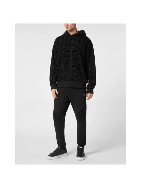 Bluza z kapturem Philipp Plein z kapturem z logo czarna