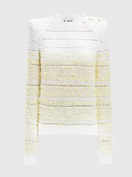 Твідовий светр з паєтками Balmain білий