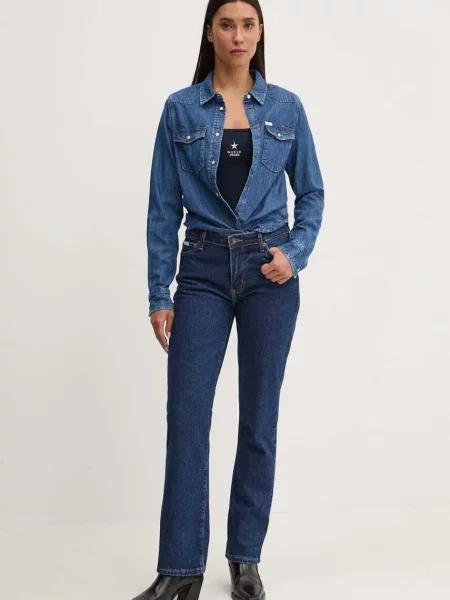 Guess Jeans jeansy medium waist niebieskie