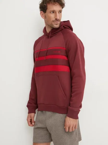 Суичър с качулка Adidas Originals с качулка с принт винено червено