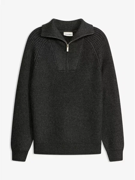 Sweter ze stójką z miękkiej mieszanki szary