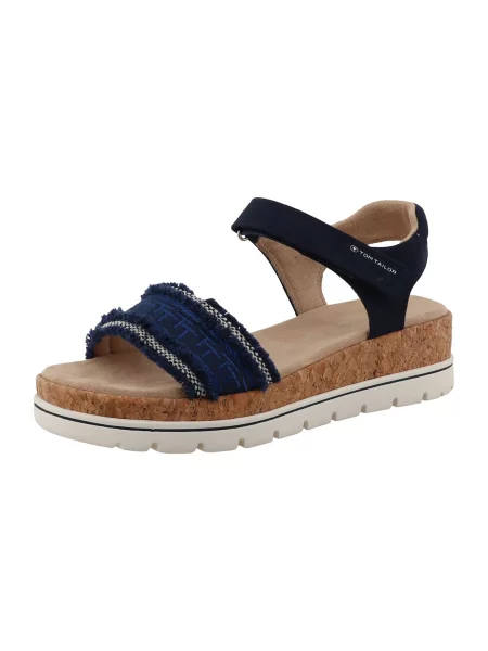 TOM TAILOR Sandale bleumarin / albastru regal alb