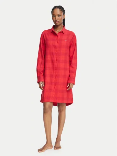 HUGO Koszula nocna Flannel Nighty czerwony