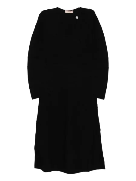 Oblekové midi šaty Twinset s výstřihem do v po kolena černé