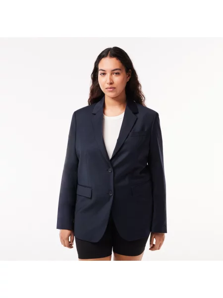 Lacoste Marynarka Wełniana Oversized granatowa
