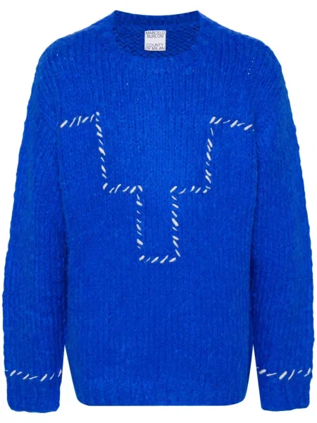 Πουλόβερ με προσθήκη μαλλιού Marcelo Burlon Cross Block Knit Comfort Crew ανδρικό ναυτικό μπλε