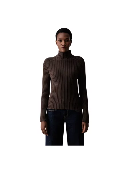 Sweter z golfem Marc O'polo do golfa brązowy