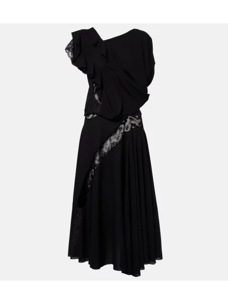 Rochie midi Junya Watanabe asimetrică din dantelă negru