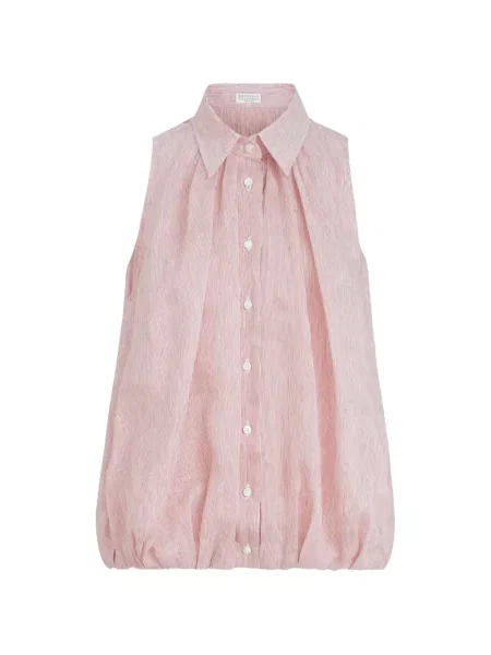 Koszula Brunello Cucinelli bez rękawów z nadrukiem czerwona