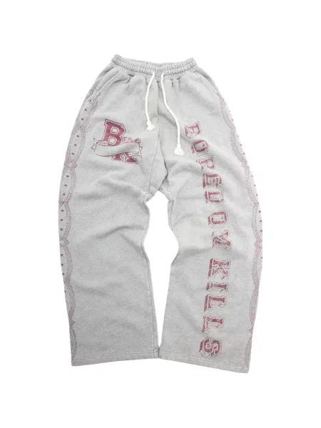 Pantaloni Boredom Kills cu imagine alergare gri