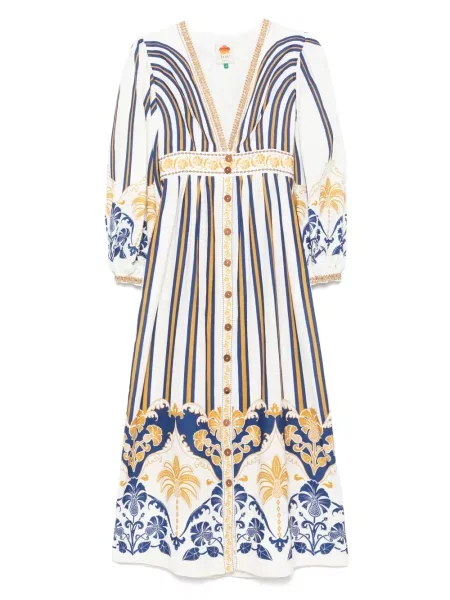 Maksi sukienka maxi Farm Rio z nadrukiem garniturowa biała