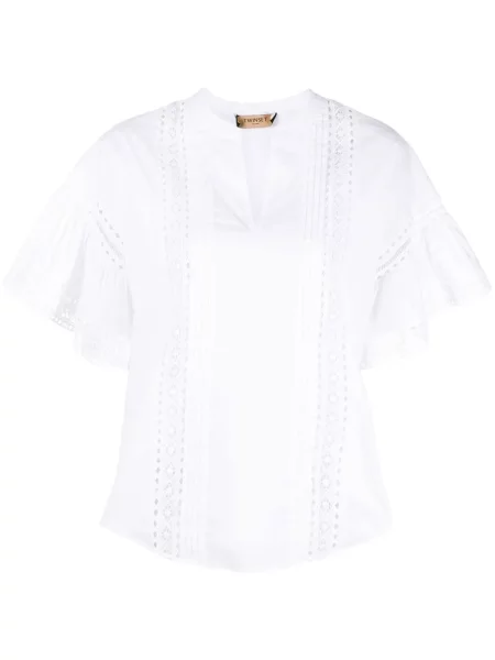 Bluză Twinset cu broderie alb