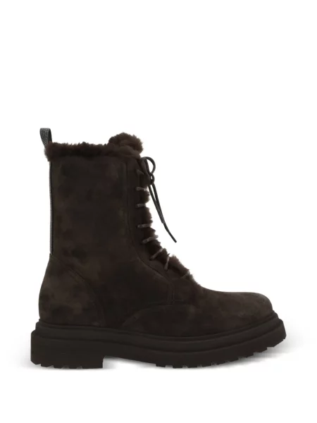 Botine Brunello Cucinelli din piele de oaie maro