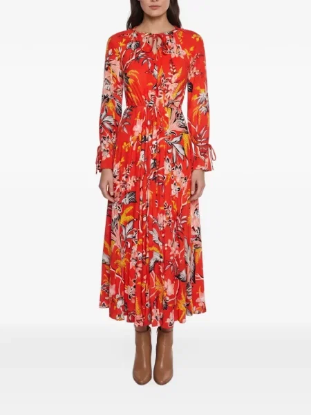 Φλοράλ μακρύς μάξι φόρεμα Dvf Diane Von Furstenberg με σχέδιο κόκκινο