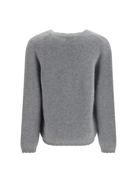 Sweter Allude z dekoltem w serek szary