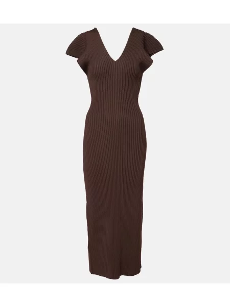Rochie Altuzarra tricotate cu volane maro