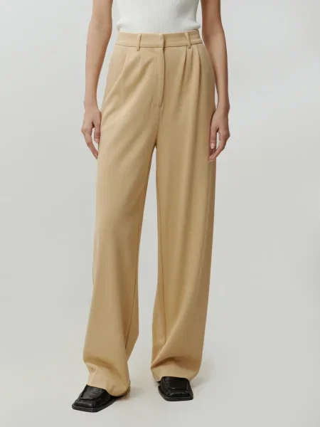 EDITED Hlače s naborima Sude' bež