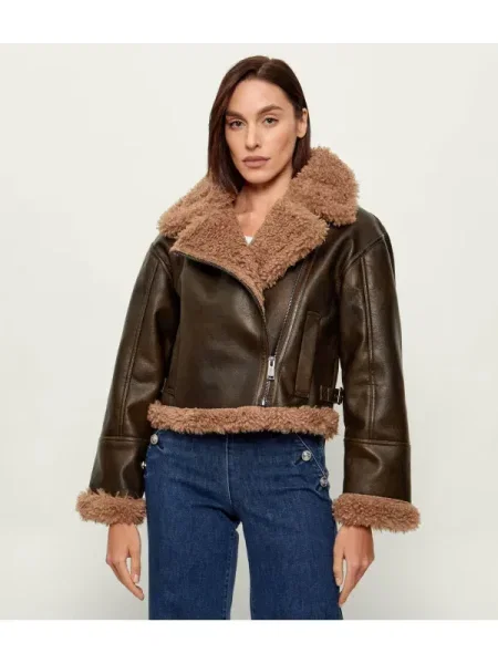 GUESS Căptușită geacă YOLENE | shearling maro