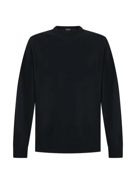 Lung pulover Zegna cu decolteu rotund negru