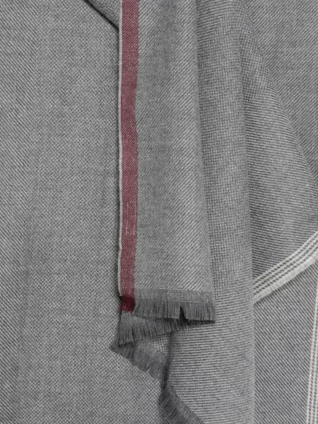 Fular Brunello Cucinelli cu model herringbone gri