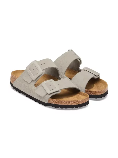 Birkenstock чехли дамски от велур Arizona Suede Cushion Buckle бежово