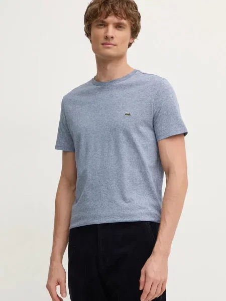 Тениска Lacoste с изчистен дизайн синьо