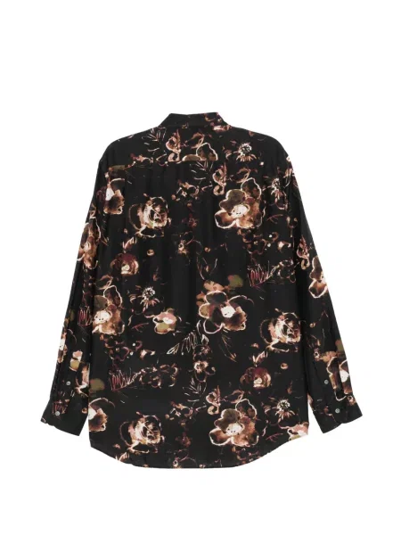 Lung cămașă Calmlence cu model floral cu imagine maro