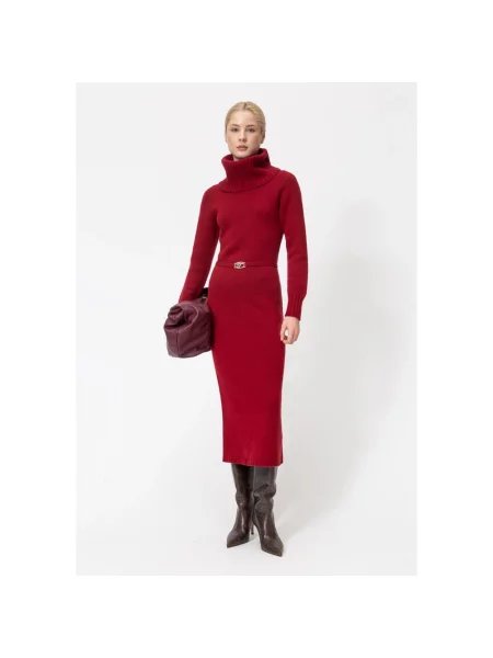 Sukienka maxi Twinset wełniana czerwona