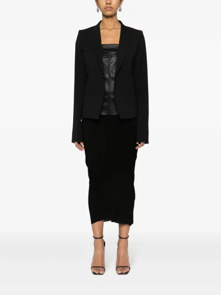 Vilnonis vienakrūtis švarkas Rick Owens juoda