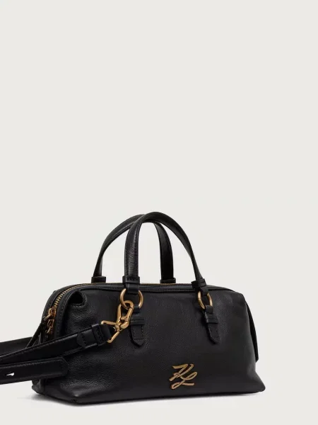 Geanta crossbody Karl Lagerfeld din piele cu autograf negru