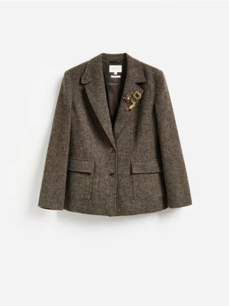 Reserved LADIES` BLAZER & BROOCH maro-închis maro