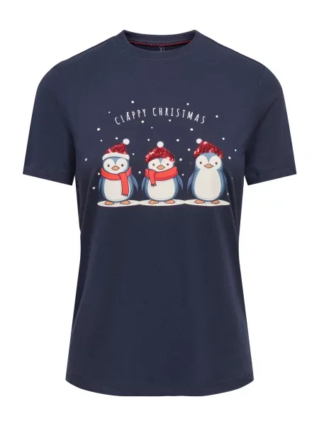 ONLY Tricou ONLKITA albastru noapte / opal / roșu intens alb