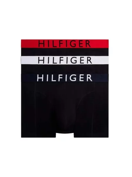 Bokserki Tommy Hilfiger Trunk WB 3 pary medium red/tommy hilfiger white/desert sky czarne