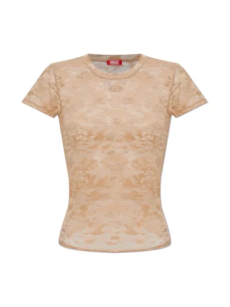 Koszulka Diesel koronkowa beżowa