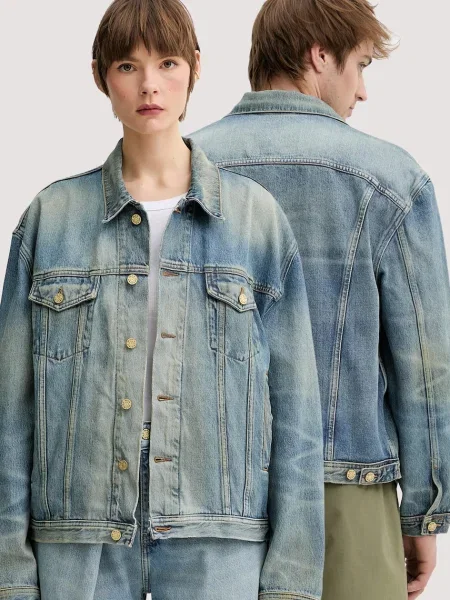 Won Hundred geacă din denim de tranzitie oversize albastru