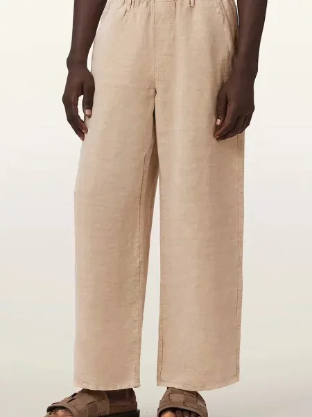 AllSaints pantaloni pentru bărbați cu amestec de in KORTEN bej