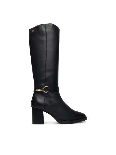 Μπότες Tommy Hilfiger Th Stud Heel Riding Knee Boot μαύρο